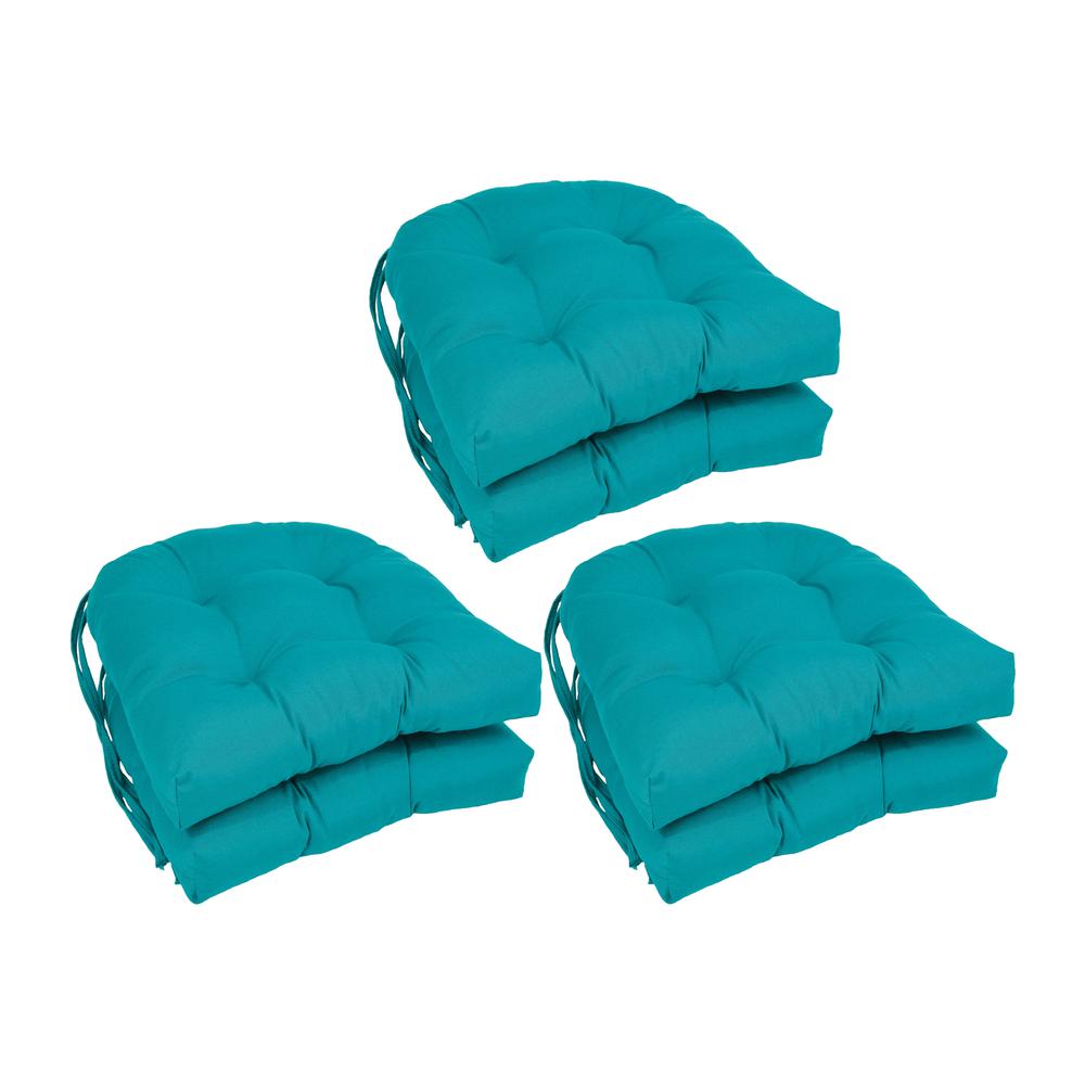16-inch Solid Twill U-shaped Tufted Chair Cushions (Set of 6)  916X16US-T-6CH-TW-AB. Picture 1