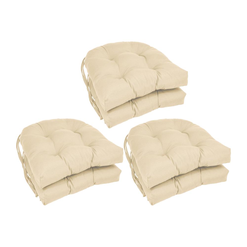 16-inch Solid Twill U-shaped Tufted Chair Cushions (Set of 6)  916X16US-T-6CH-TW-EG. Picture 1