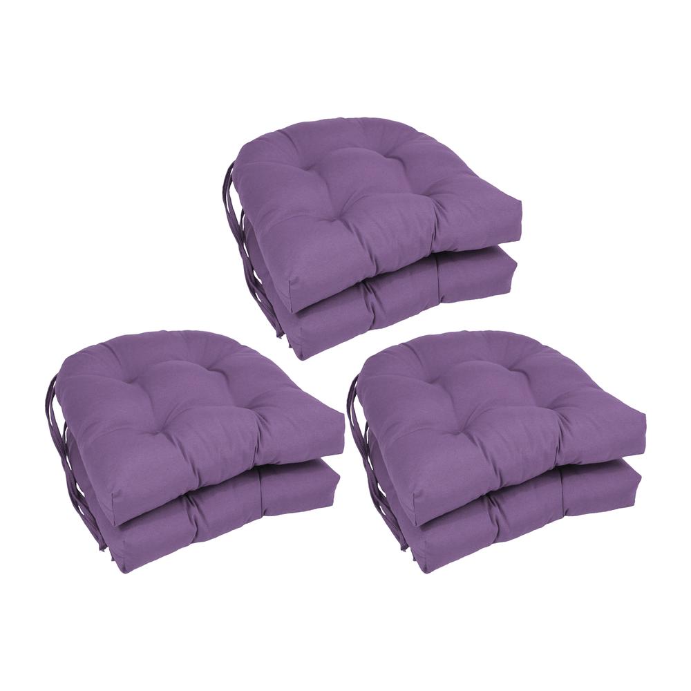 16-inch Solid Twill U-shaped Tufted Chair Cushions (Set of 6)  916X16US-T-6CH-TW-GP. Picture 1