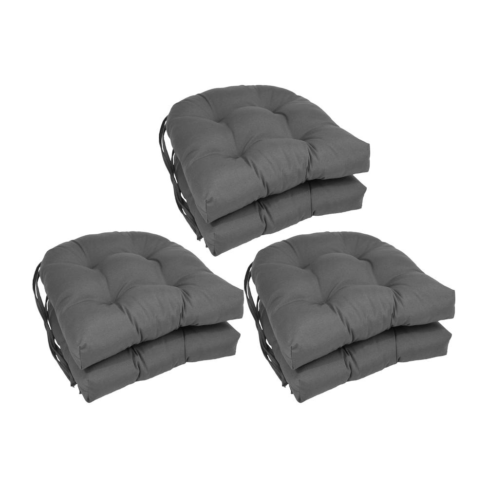 16-inch Solid Twill U-shaped Tufted Chair Cushions (Set of 6)  916X16US-T-6CH-TW-GY. Picture 1
