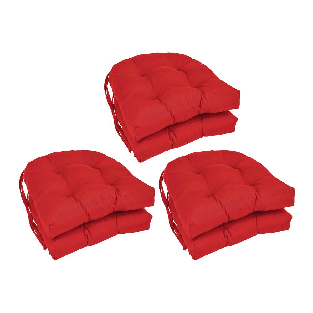 16-inch Solid Twill U-shaped Tufted Chair Cushions (Set of 6)  916X16US-T-6CH-TW-RD. Picture 1