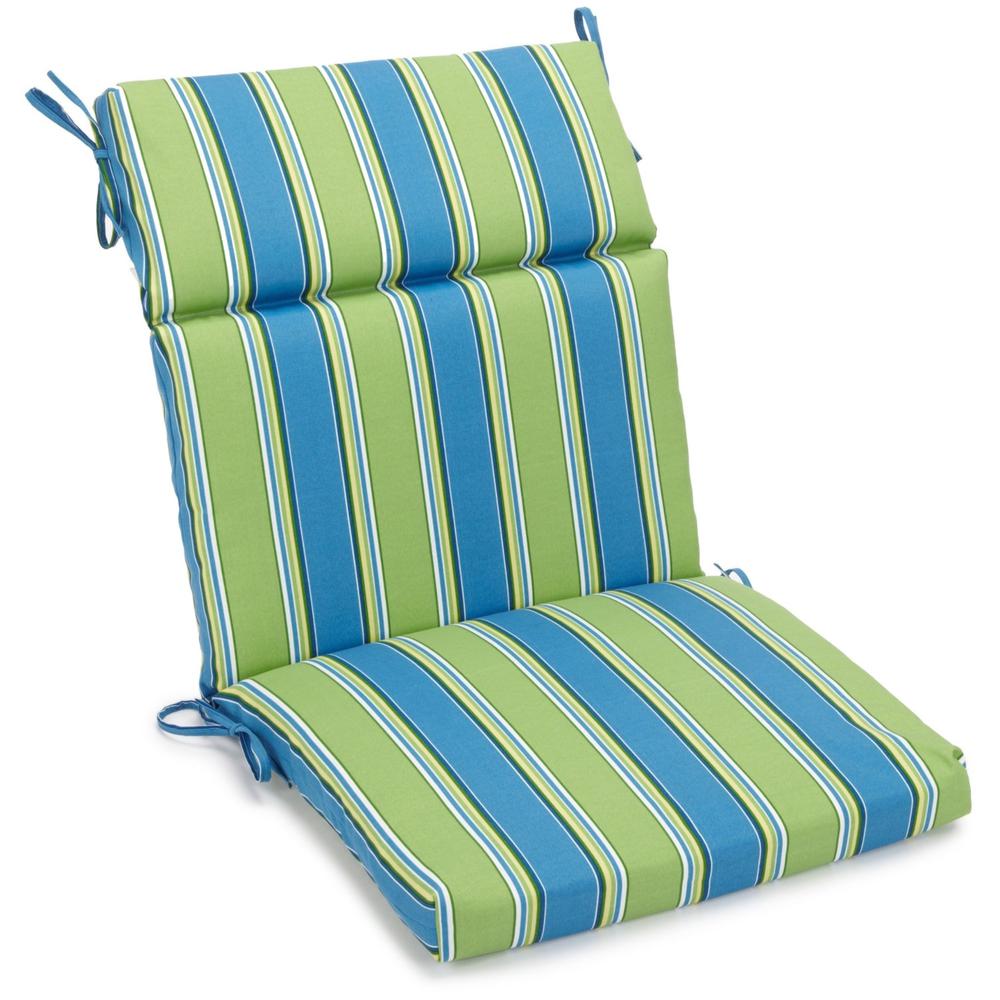 18-inch by 38-inch Spun Polyester Patterned Outdoor Squared Chair Cushion, Haliwell Caribbean. The main picture.