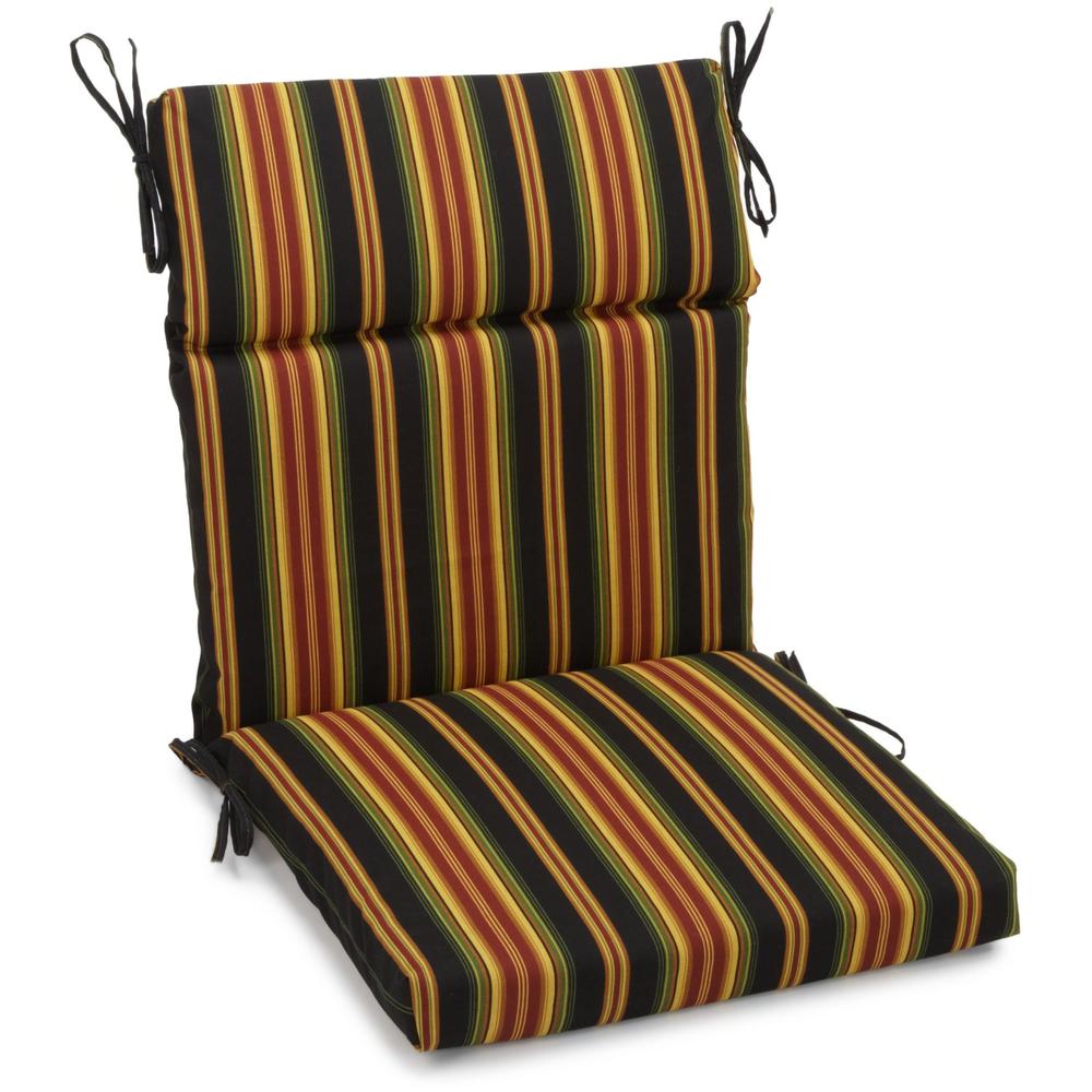 18-inch by 38-inch Spun Polyester Patterned Outdoor Squared Chair Cushion, Lyndhurst Raven. Picture 1