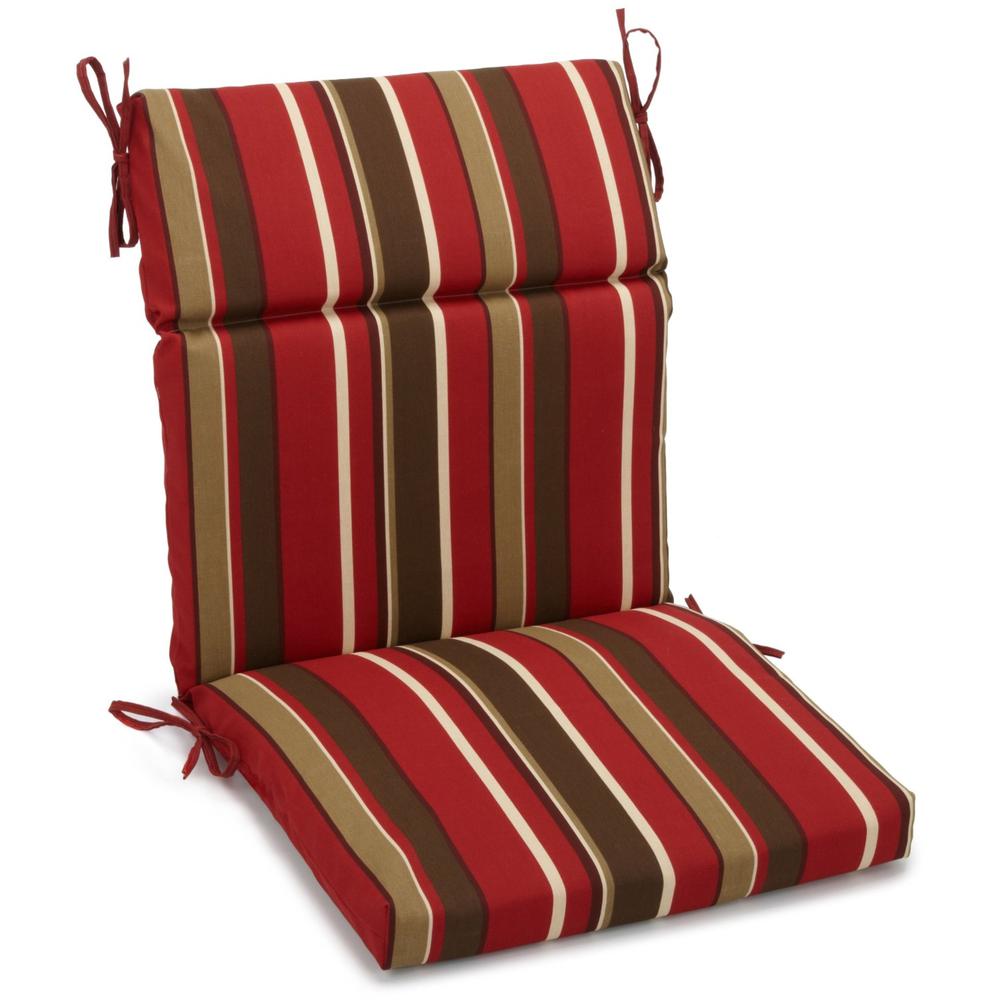 18-inch by 38-inch Spun Polyester Patterned Outdoor Squared Chair Cushion, Montserrat Sangria. Picture 1