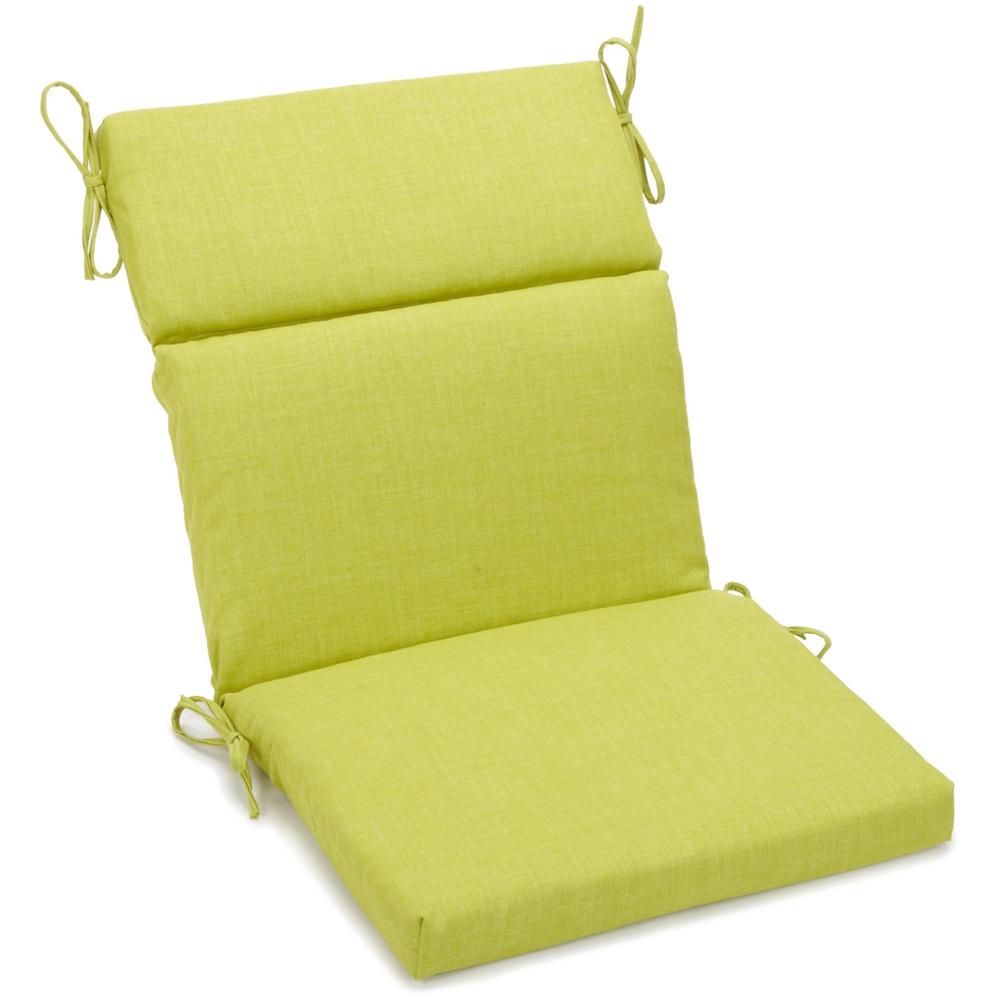 18-inch by 38-inch Spun Polyester Solid Outdoor Squared Chair Cushion, Lime. Picture 1