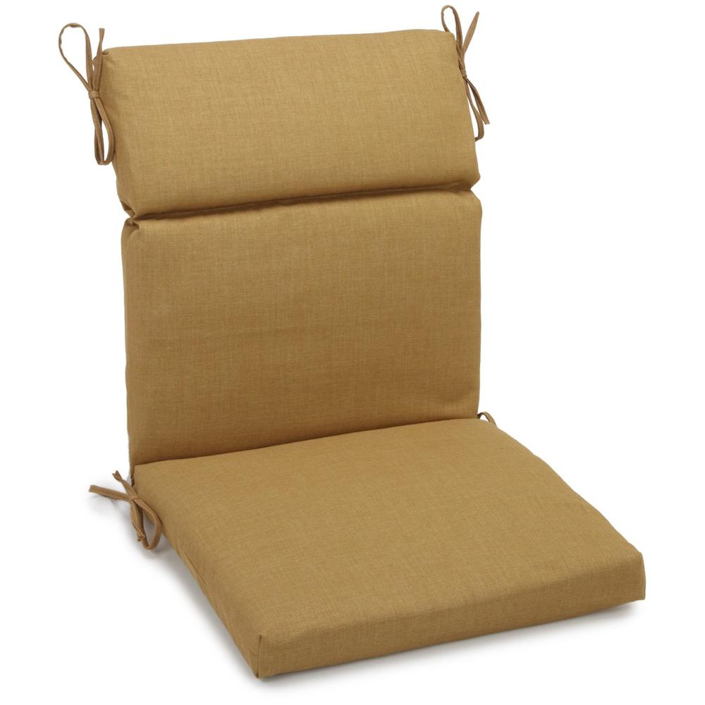 18-inch by 38-inch Spun Polyester Solid Outdoor Squared Chair Cushion, Wheat. Picture 1