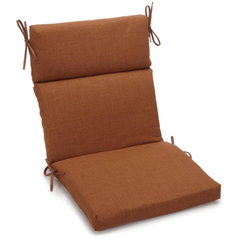 18-inch by 38-inch Spun Polyester Solid Outdoor Squared Chair Cushion, Mocha. Picture 1