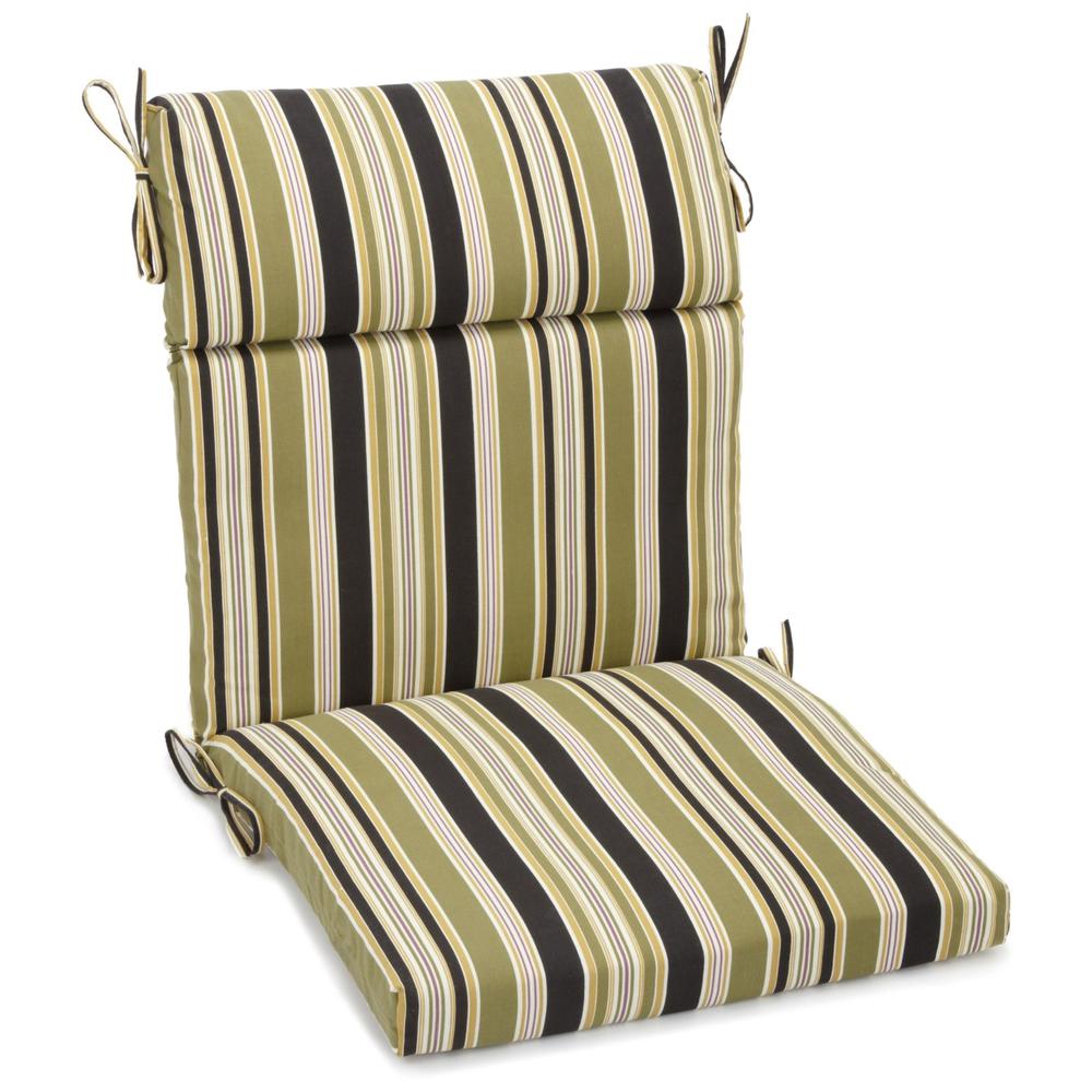20-inch by 42-inch Spun Polyester Patterned Outdoor Squared Seat/ Back Chair Cushion, Eastbay Onyx. Picture 1