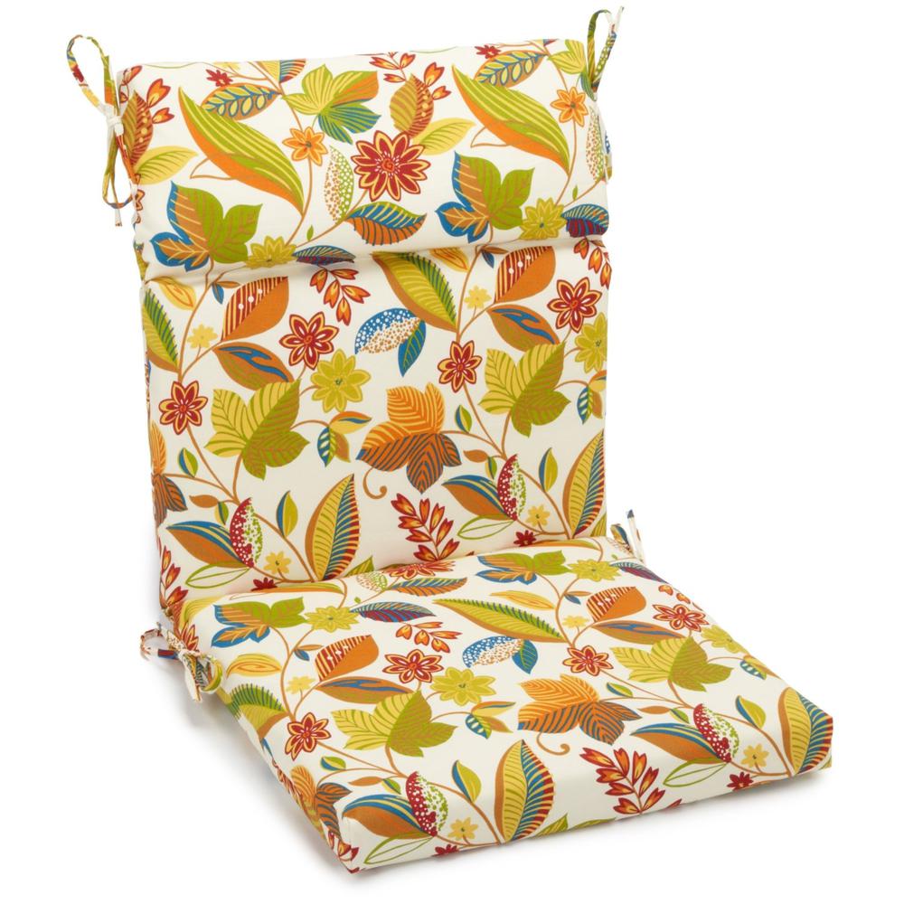 20-inch by 42-inch Spun Polyester Patterned Outdoor Squared Seat/ Back Chair Cushion, Skyworks Multi. The main picture.
