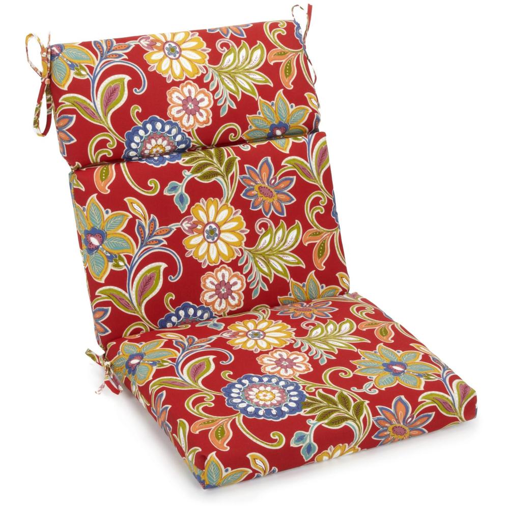 20-inch by 42-inch Spun Polyester Patterned Outdoor Squared Seat/ Back Chair Cushion, Alenia Pompeii. Picture 1