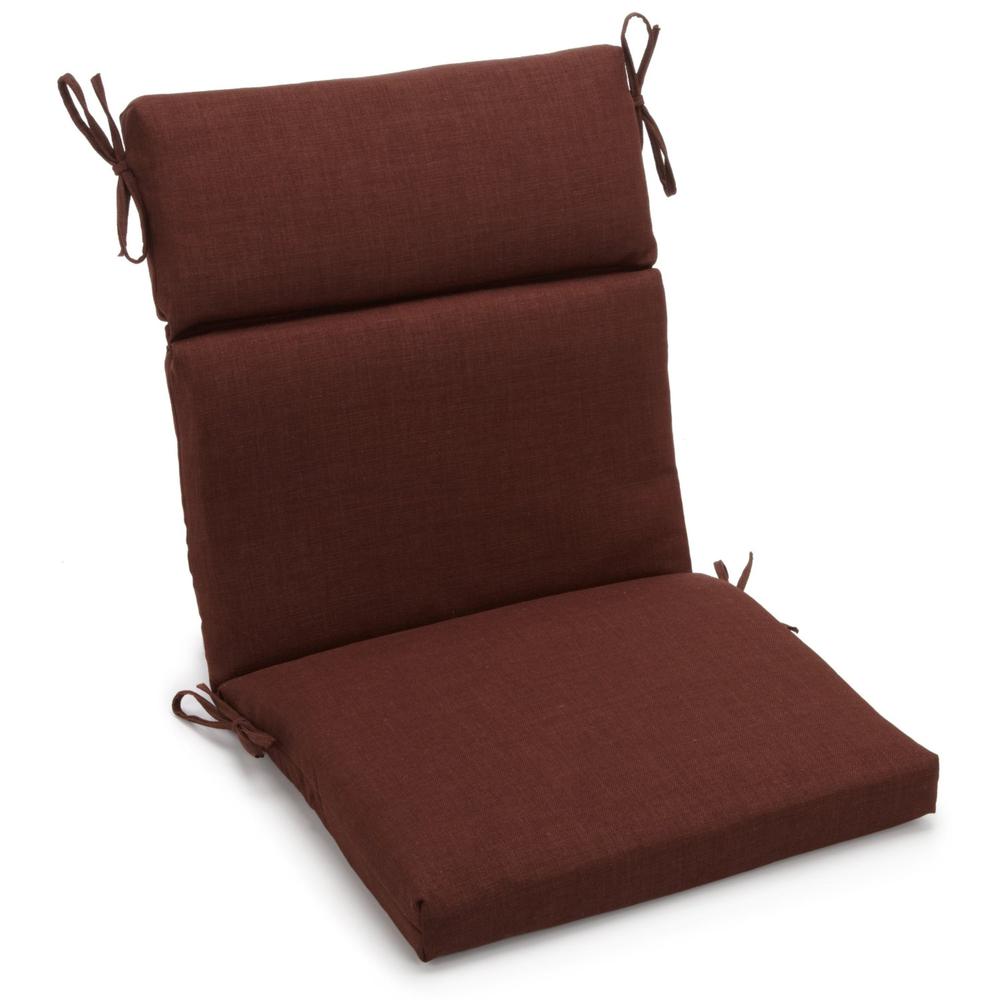 20-inch by 42-inch Spun Polyester Solid Outdoor Squared Seat/ Back Chair Cushion, Cocoa. Picture 1