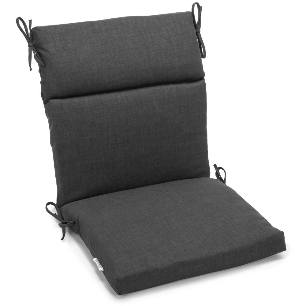 20-inch by 42-inch Spun Polyester Solid Outdoor Squared Seat/ Back Chair Cushion, Cool Gray. Picture 1
