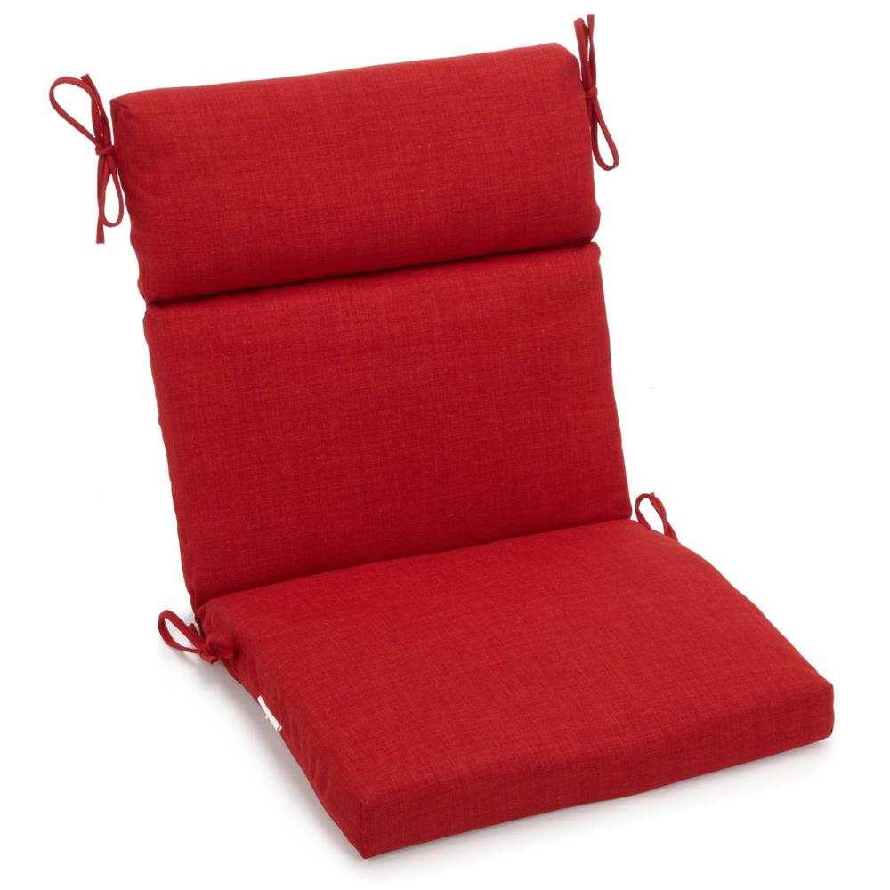 22-inch by 45-inch Spun Polyester Solid Outdoor Squared Seat/ Back Chair Cushion, Paprika. Picture 1