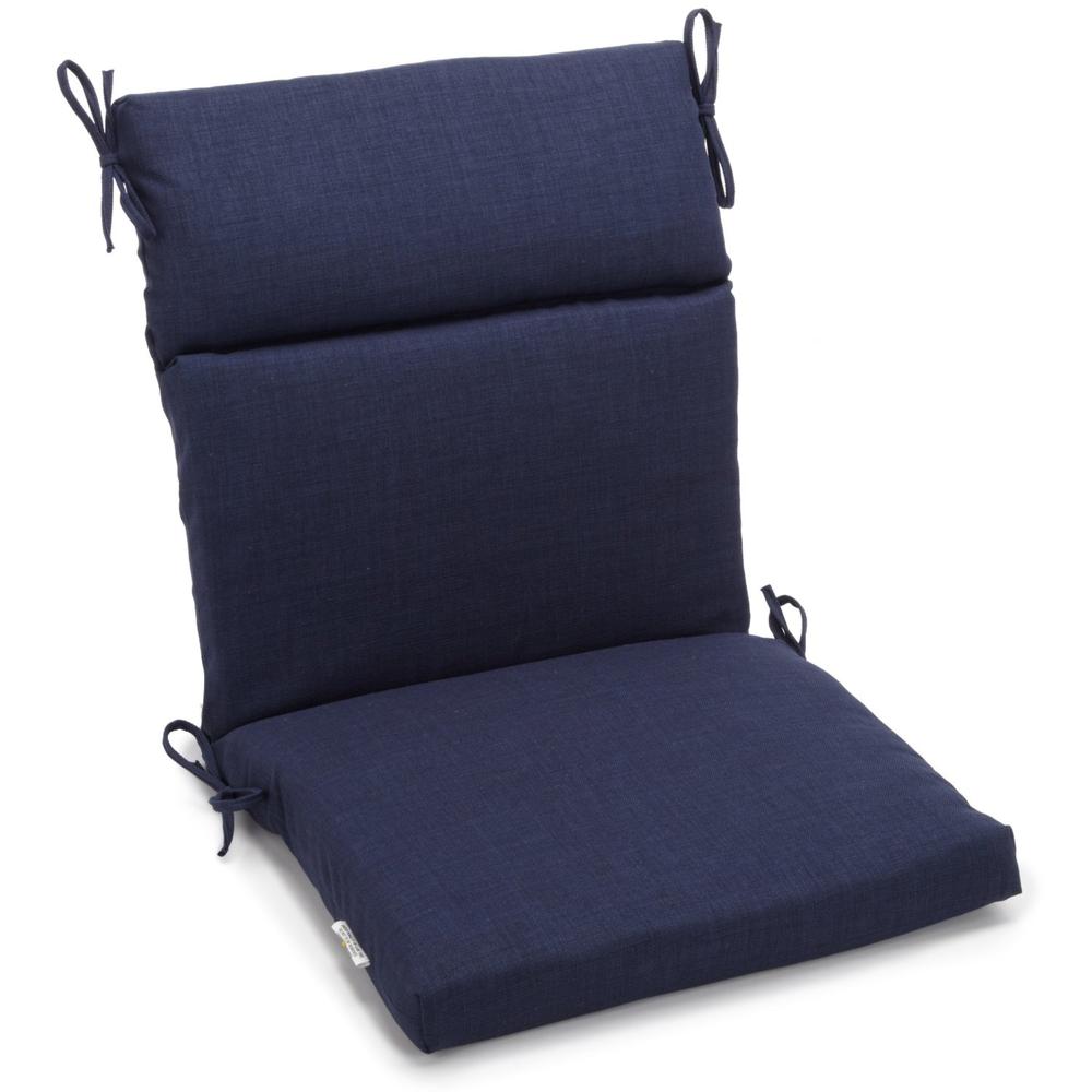 22-inch by 45-inch Spun Polyester Solid Outdoor Squared Seat/ Back Chair Cushion, Azul. The main picture.