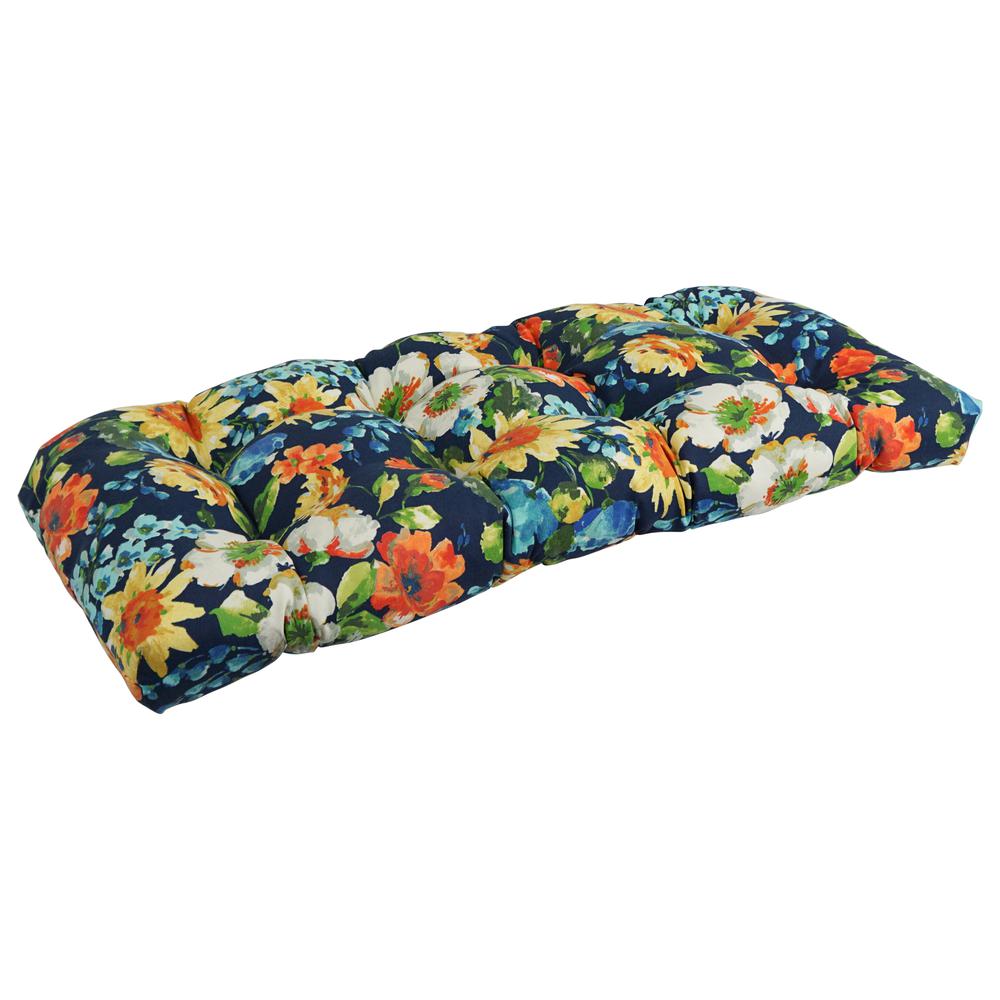 42-inch by 19-inch U-Shaped Patterned Spun Polyester Tufted Settee/Bench Cushion  93180-LS-REO-59. Picture 1