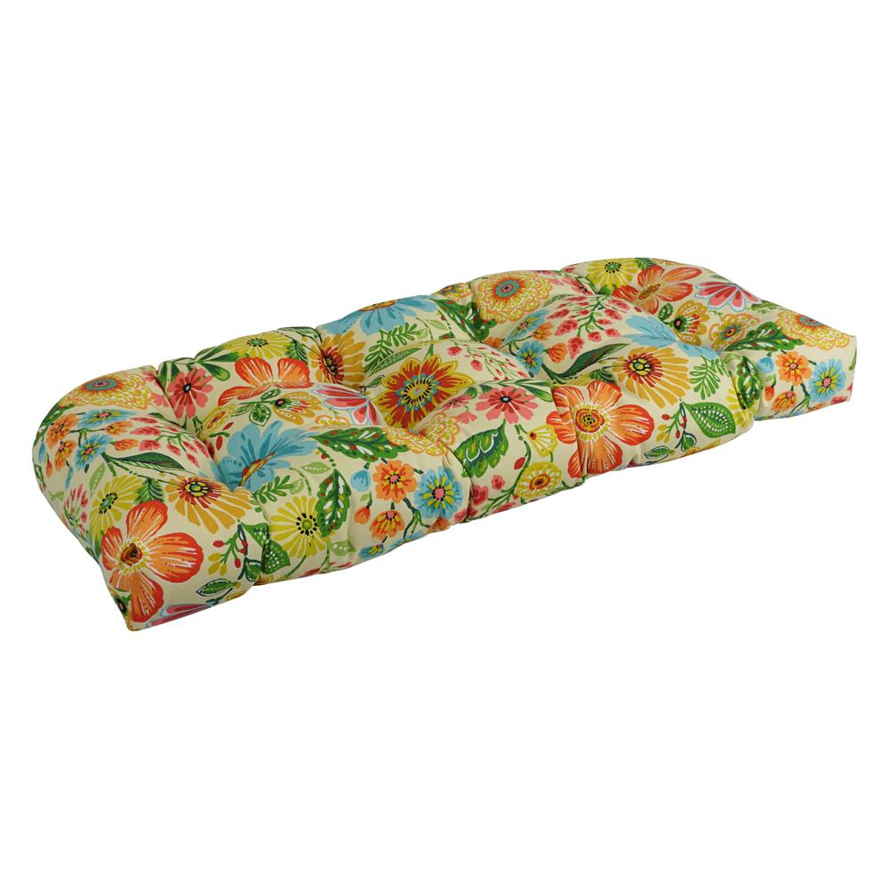 42-inch by 19-inch U-Shaped Patterned Spun Polyester Tufted Settee/Bench Cushion  93180-LS-REO-60. Picture 1