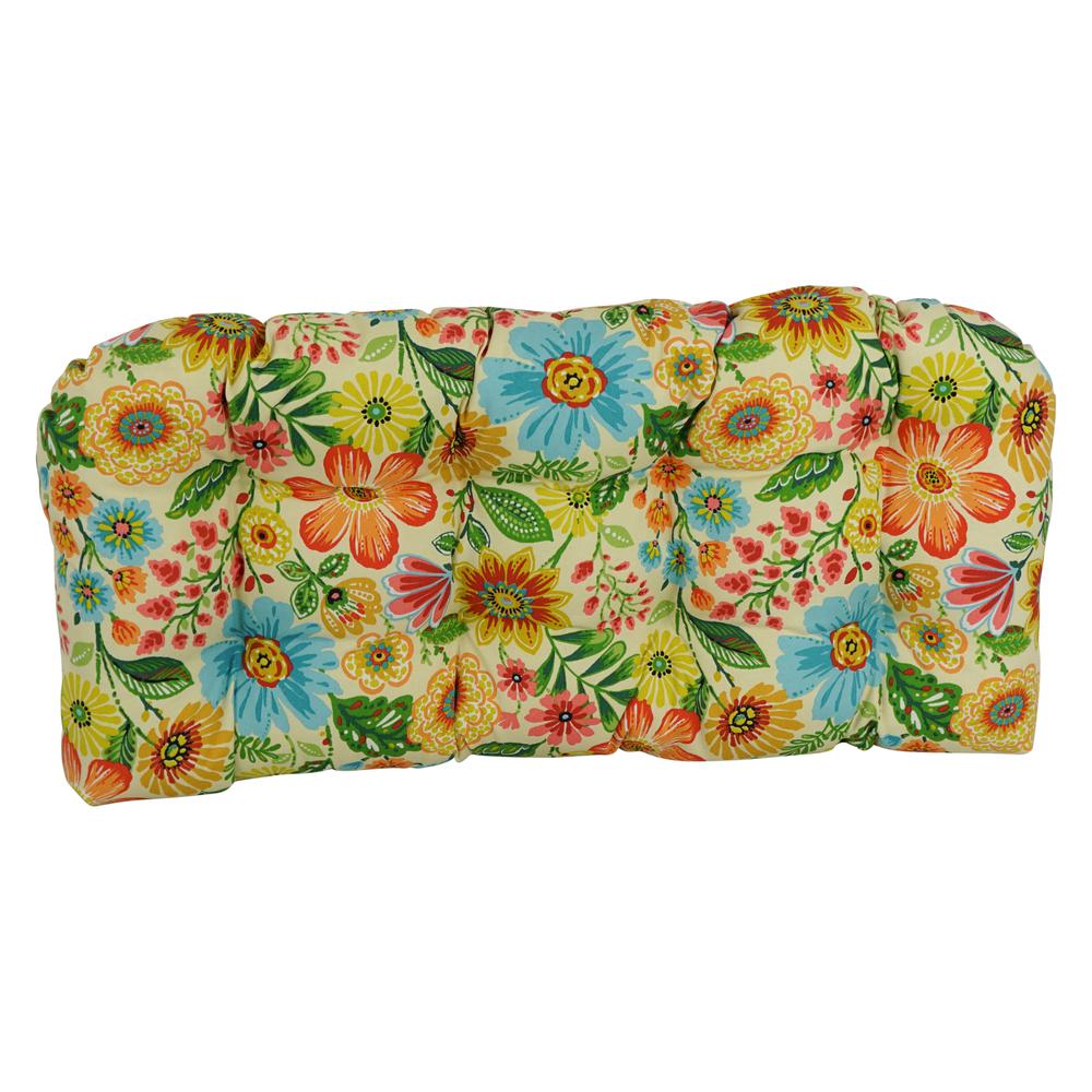 42-inch by 19-inch U-Shaped Patterned Spun Polyester Tufted Settee/Bench Cushion  93180-LS-REO-60. Picture 2