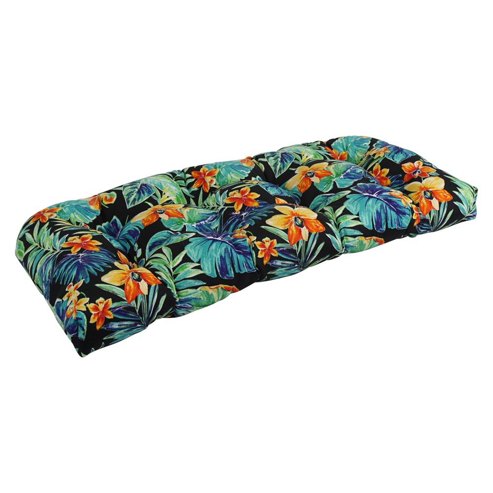 42-inch by 19-inch U-Shaped Patterned Spun Polyester Tufted Settee/Bench Cushion  93180-LS-REO-62. Picture 1
