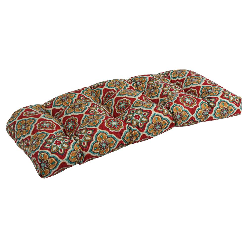 42-inch by 19-inch U-Shaped Patterned Spun Polyester Tufted Settee/Bench Cushion  93180-LS-REO-63. Picture 1