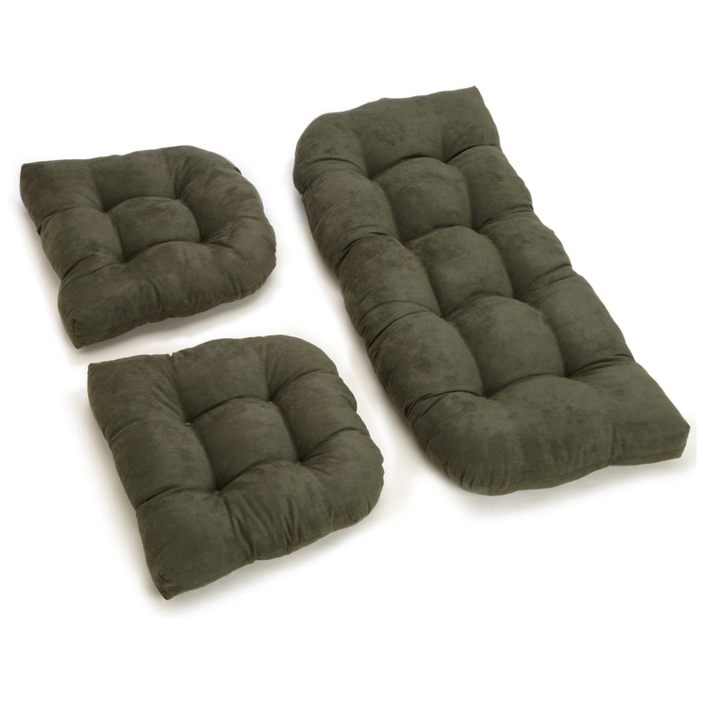 U-Shaped Microsuede Tufted Settee Cushion Set (Set of 3). Picture 1
