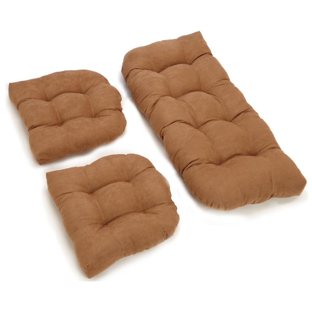 U-Shaped Microsuede Tufted Settee Cushion Set (Set of 3). Picture 1