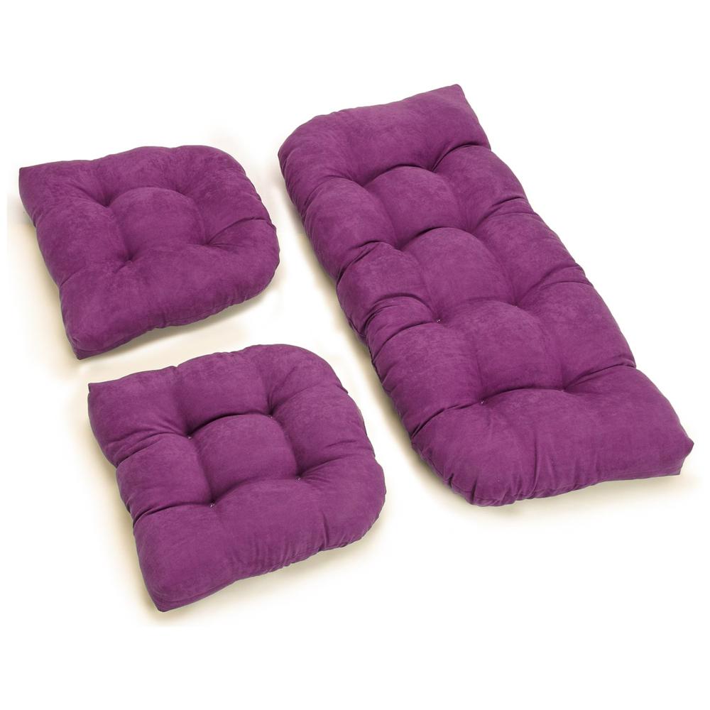 U-Shaped Microsuede Tufted Settee Cushion Set (Set of 3)  93180-S3-MS-UV. Picture 1