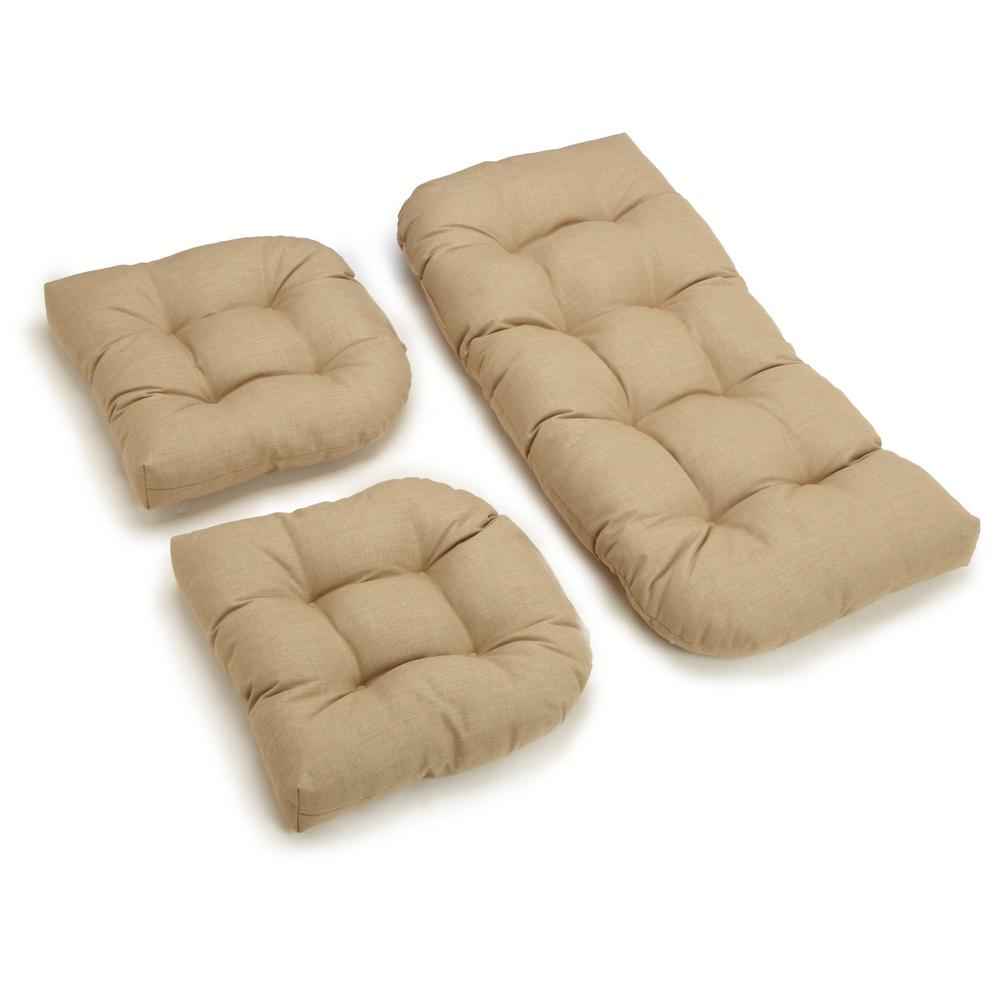 U-Shaped Spun Polyester Tufted Settee Cushion Set (Set of 3). The main picture.