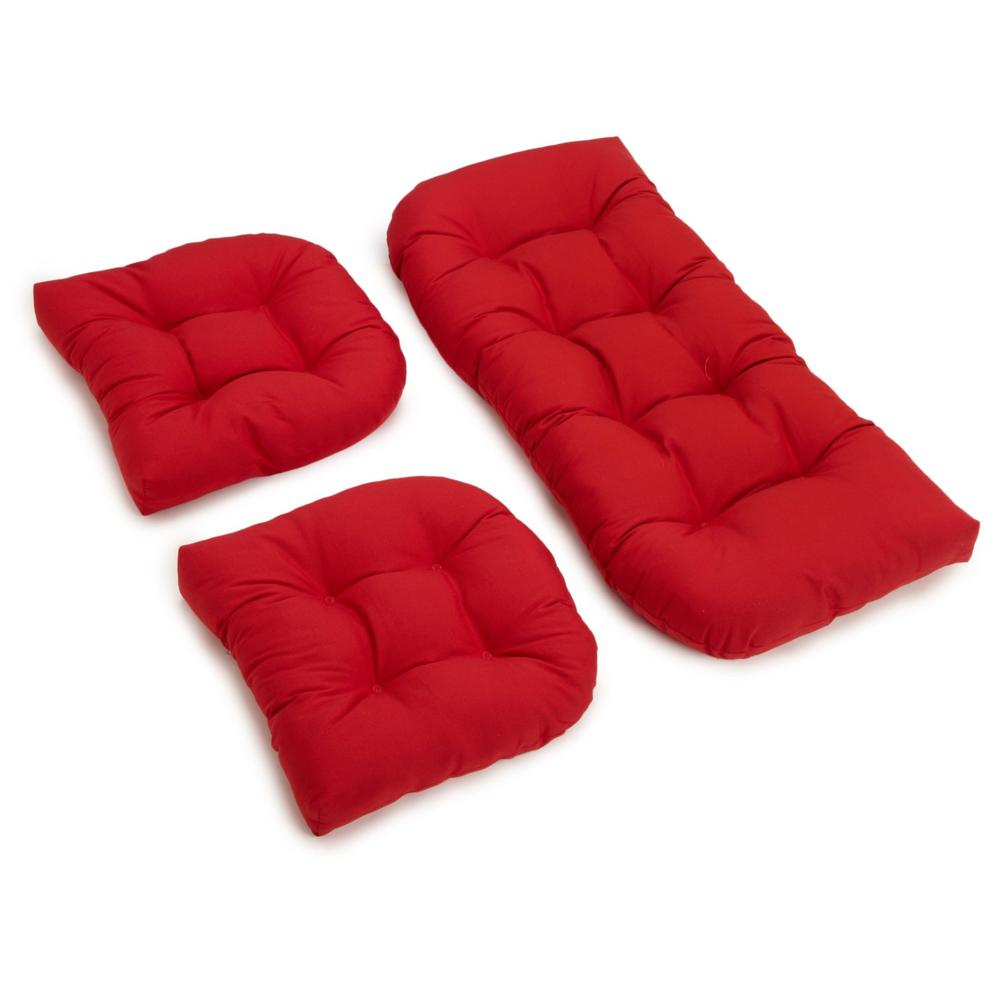 U-Shaped Twill Tufted Settee Cushion Set (Set of 3). Picture 1