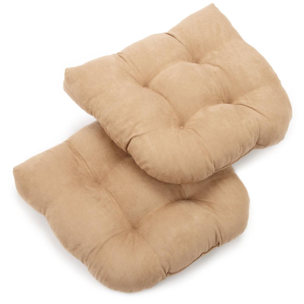 19-inch U-Shaped Micro Suede Tufted Dining Chair Cushion (Set of 2). Picture 1