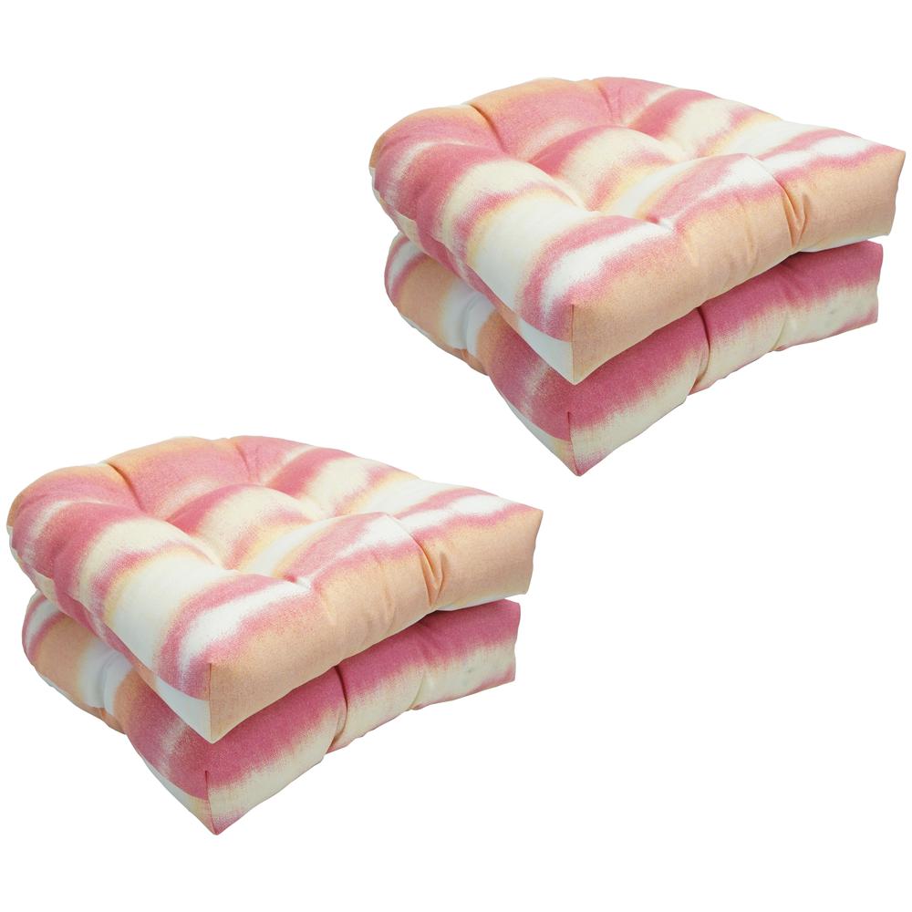 19-inch U-Shaped Spun Polyester Outdoor Tufted Dining Chair Cushions (Set  of 4) - Lemon