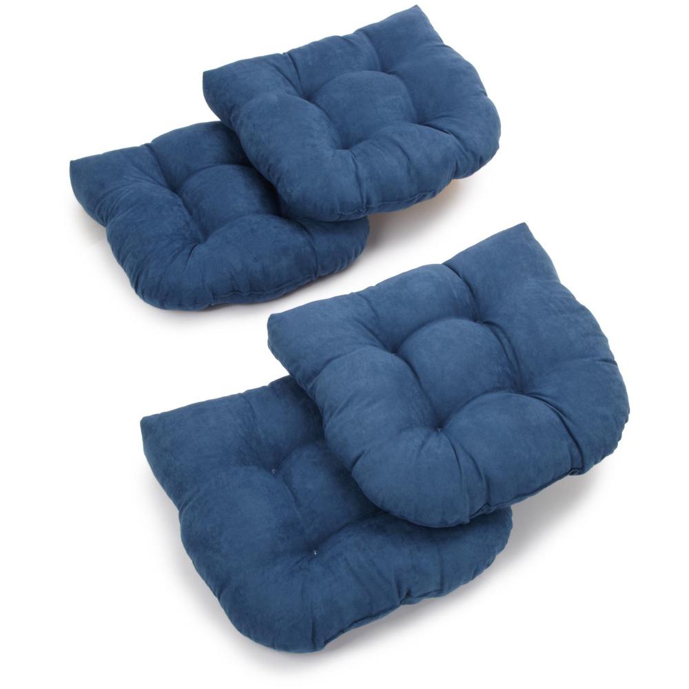 Blazing Needles 16-inch Solid Micro Suede U-shaped Tufted Chair Cushions  (Set of 4)