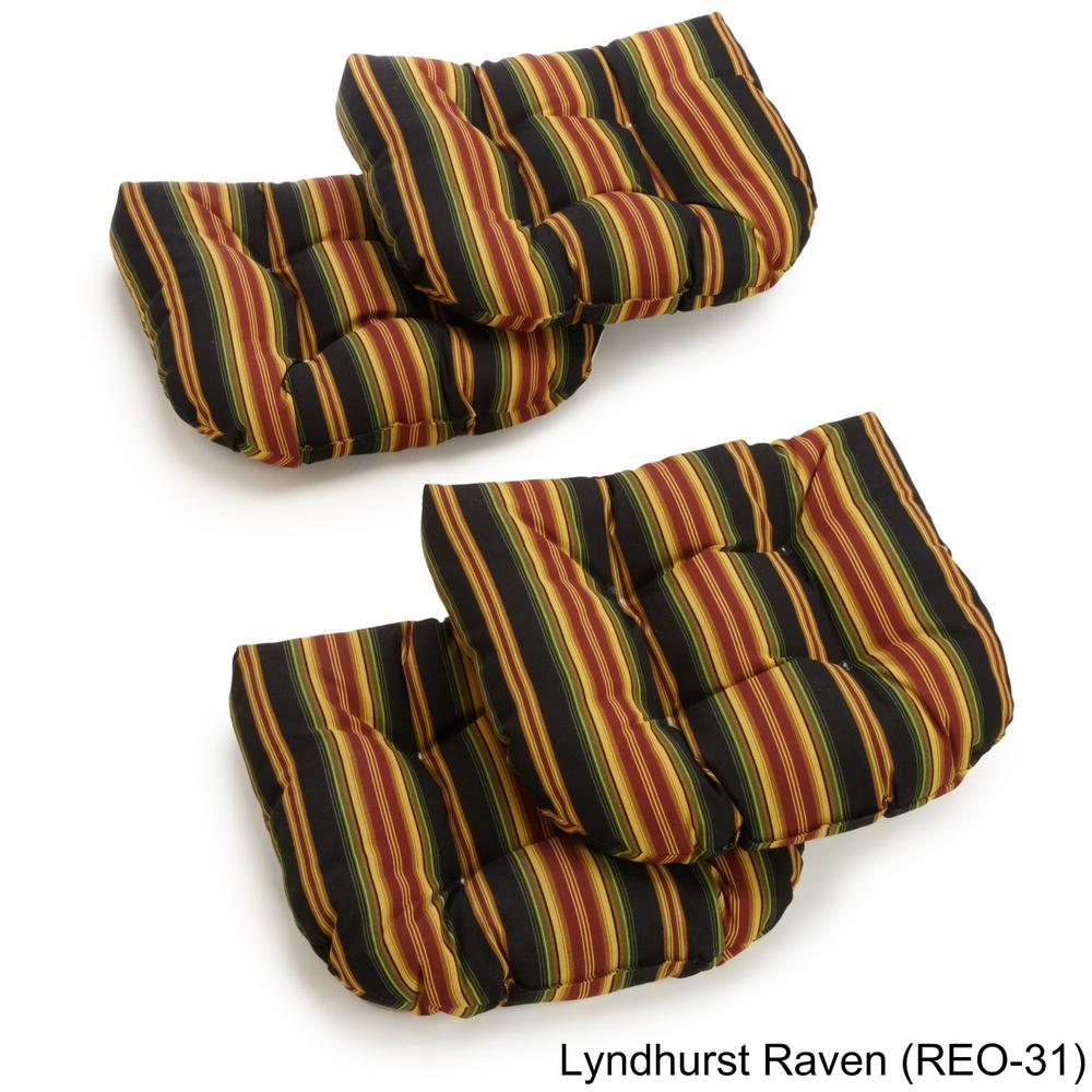 19-inch U-Shaped Spun Polyester Outdoor Tufted Dining Chair Cushions (Set of 4). Picture 1