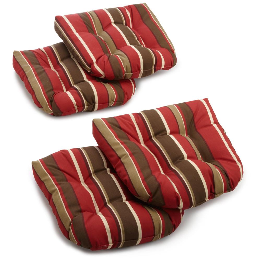 19-inch U-Shaped Spun Polyester Outdoor Tufted Dining Chair Cushions (Set of 4). Picture 1