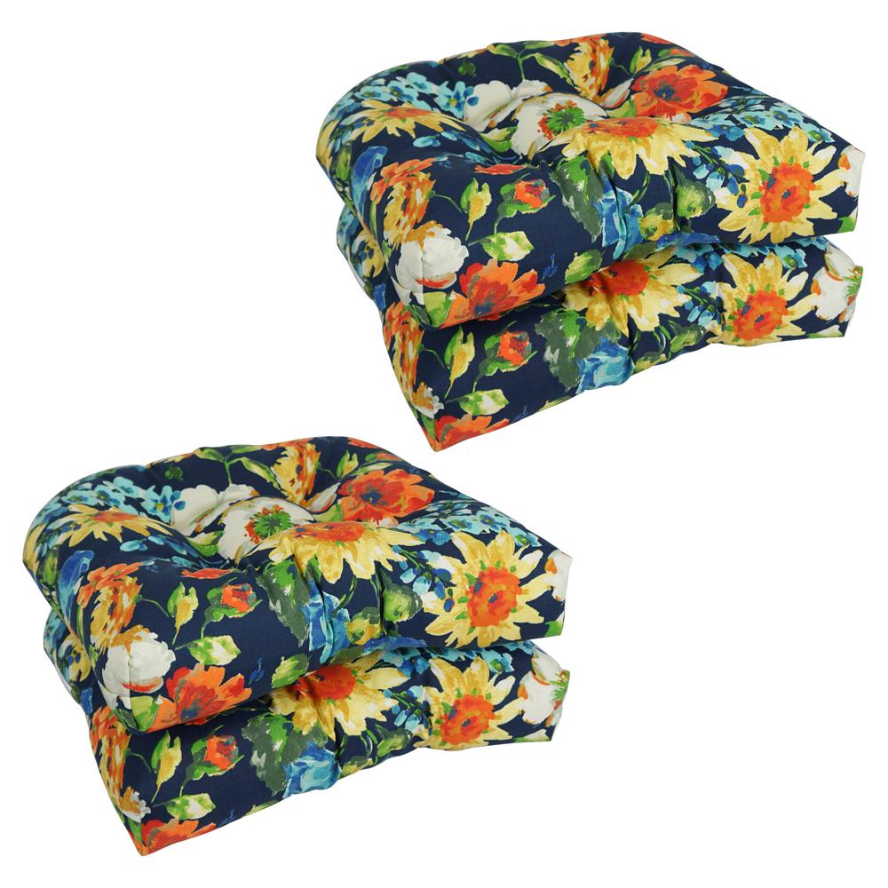 19-inch U-Shaped Patterned Spun Polyester Tufted Dining Chair Cushions (Set of 4) 93184-4CH-REO-59. Picture 1