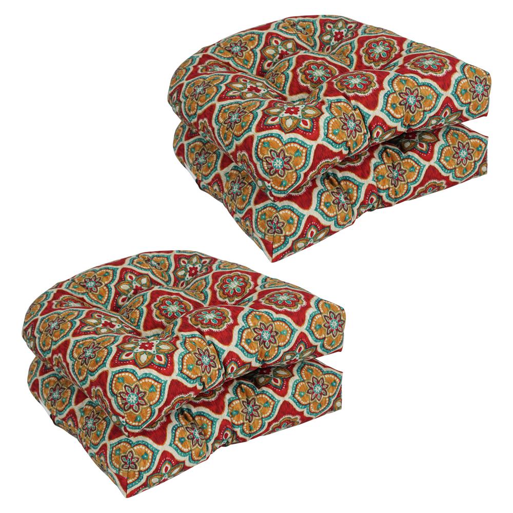 19-inch U-Shaped Patterned Spun Polyester Tufted Dining Chair Cushions (Set of 4) 93184-4CH-REO-63. Picture 1
