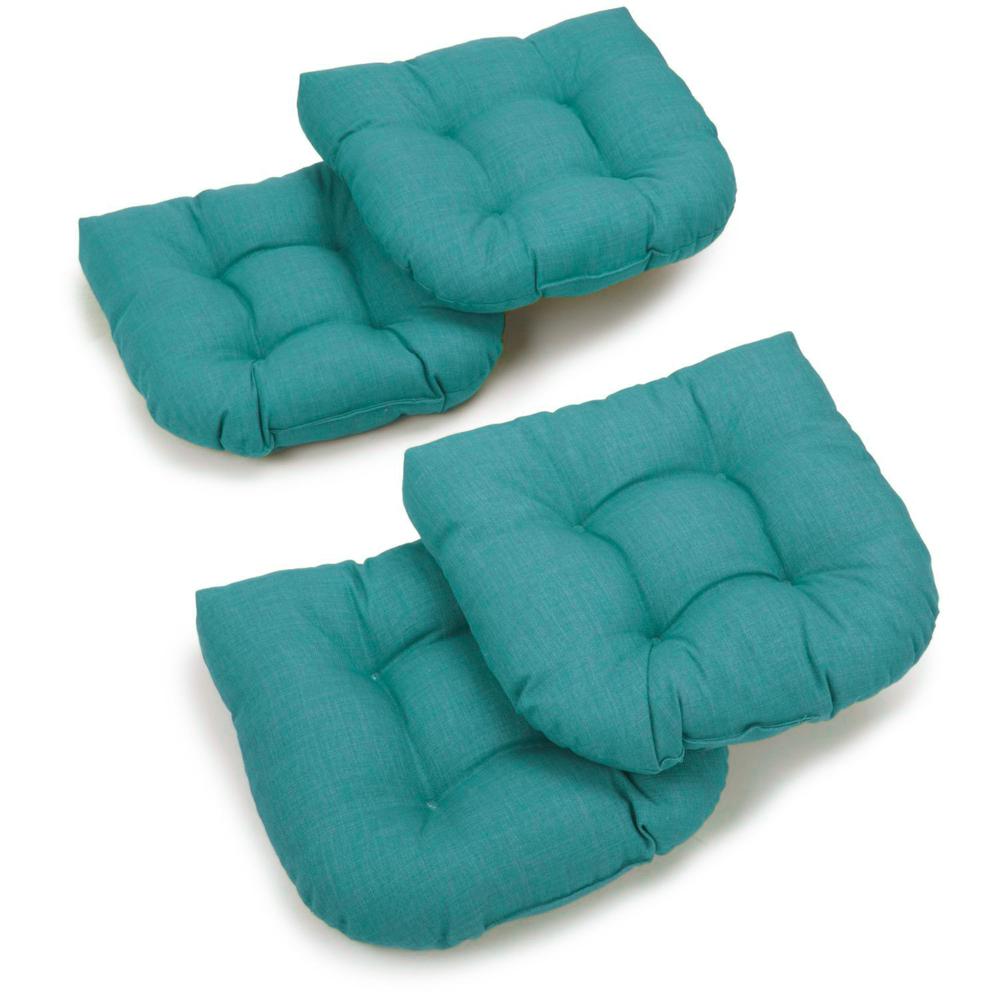 19-inch U-Shaped Solid Spun Polyester Tufted Dining Chair Cushions (Set of 4)  93184-4CH-REO-SOL-12. Picture 1