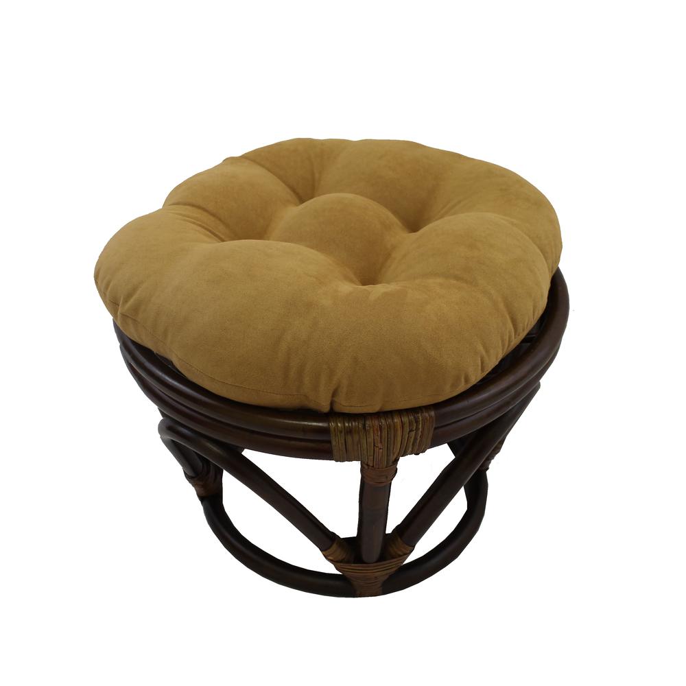 18-inch Round Solid Micro Suede Tufted Footstool Cushion. Picture 1