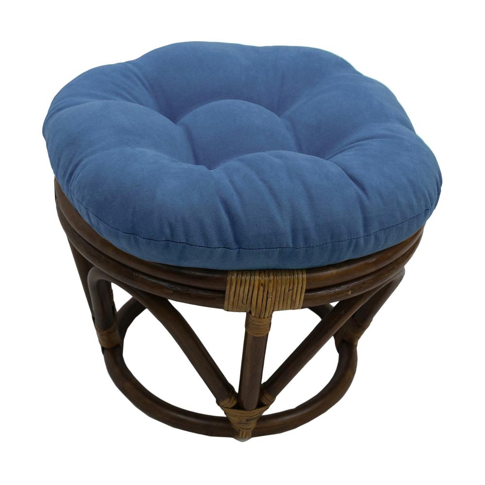 18-inch Round Solid Micro Suede Tufted Footstool Cushion. Picture 1