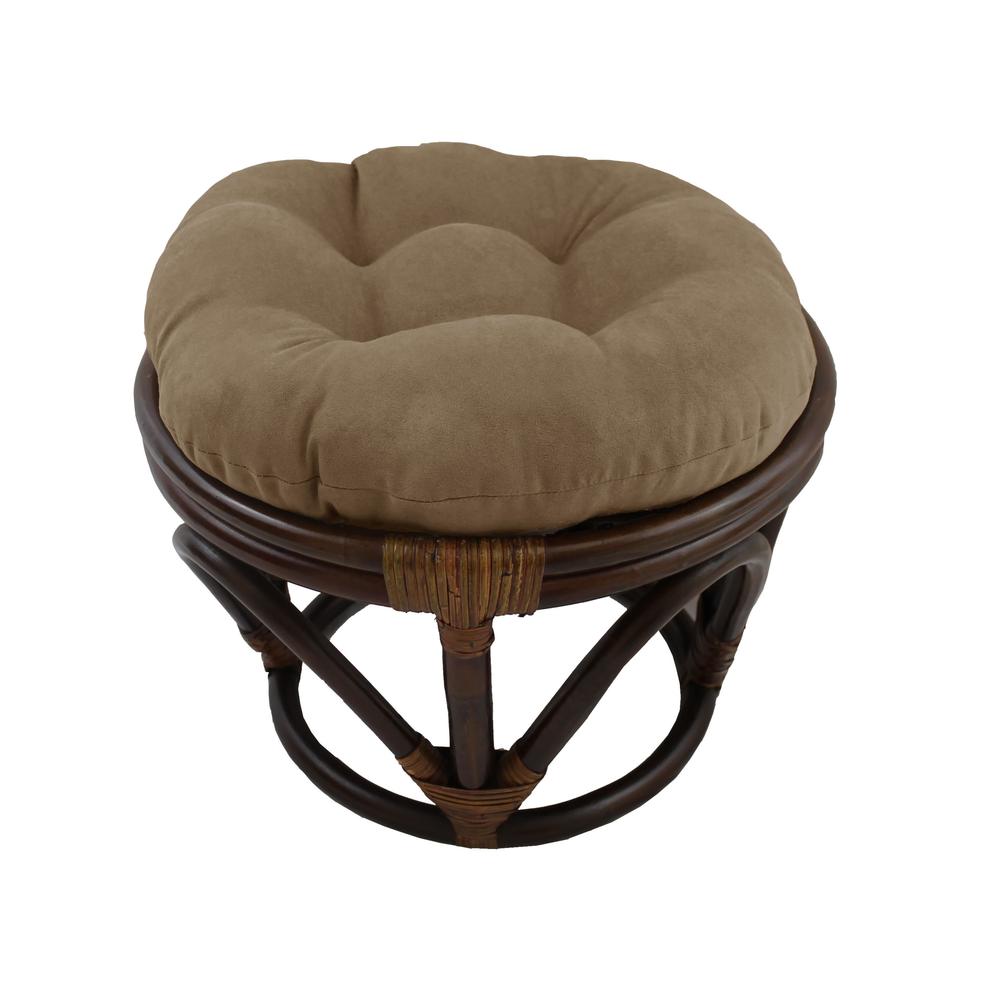 18-inch Round Solid Microsuede Tufted Footstool Cushion. Picture 1
