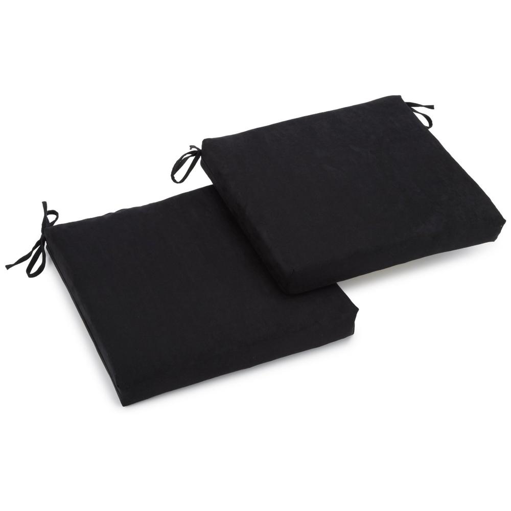 20-inch by 19-inch Solid Microsuede Chair Cushions (Set of 2), Black. Picture 1
