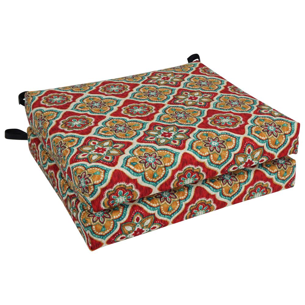 20-inch by 19-inch Patterned Outdoor Spun Polyester Chair Cushions (Set of 2) 93454-2CH-REO-63. Picture 1
