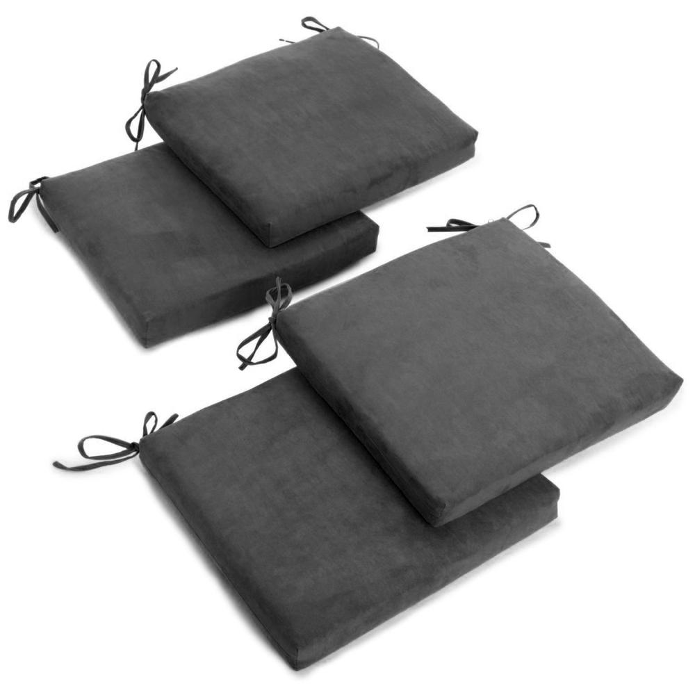 20-inch by 19-inch Solid Microsuede Chair Cushions (Set of 4) 93454-4CH-MS-GY. Picture 1