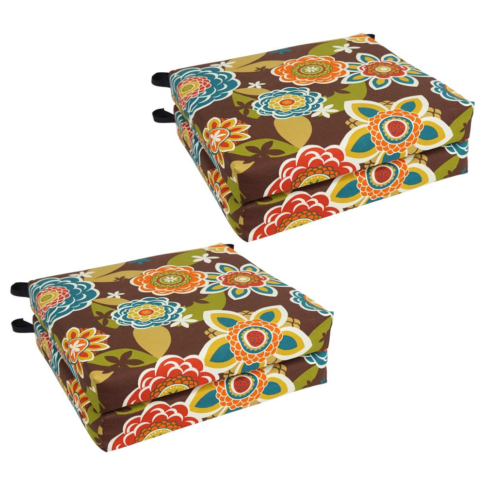 20-inch by 19-inch Patterned Outdoor Spun Polyester Chair Cushions (Set of 4)  93454-4CH-REO-50. Picture 1