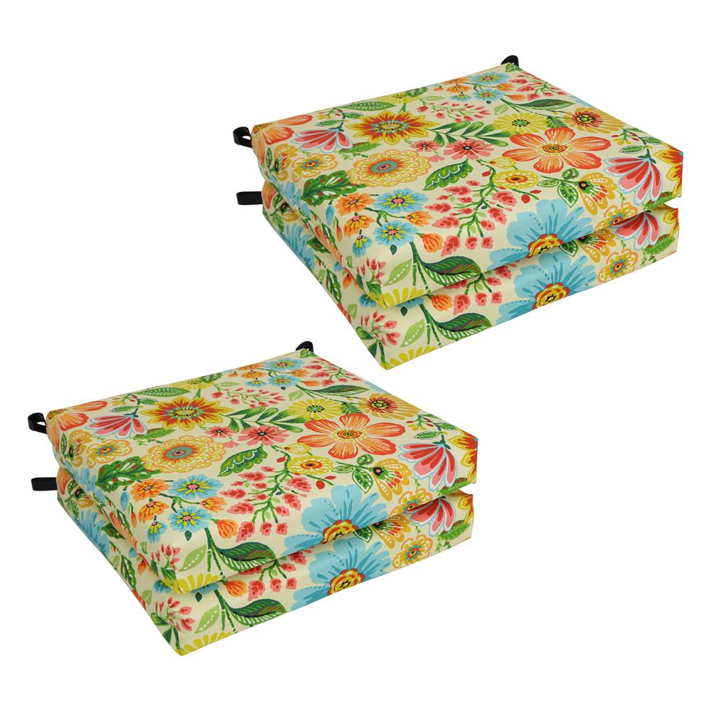 20-inch by 19-inch Patterned Outdoor Spun Polyester Chair Cushions (Set of 4)  93454-4CH-REO-60. Picture 1
