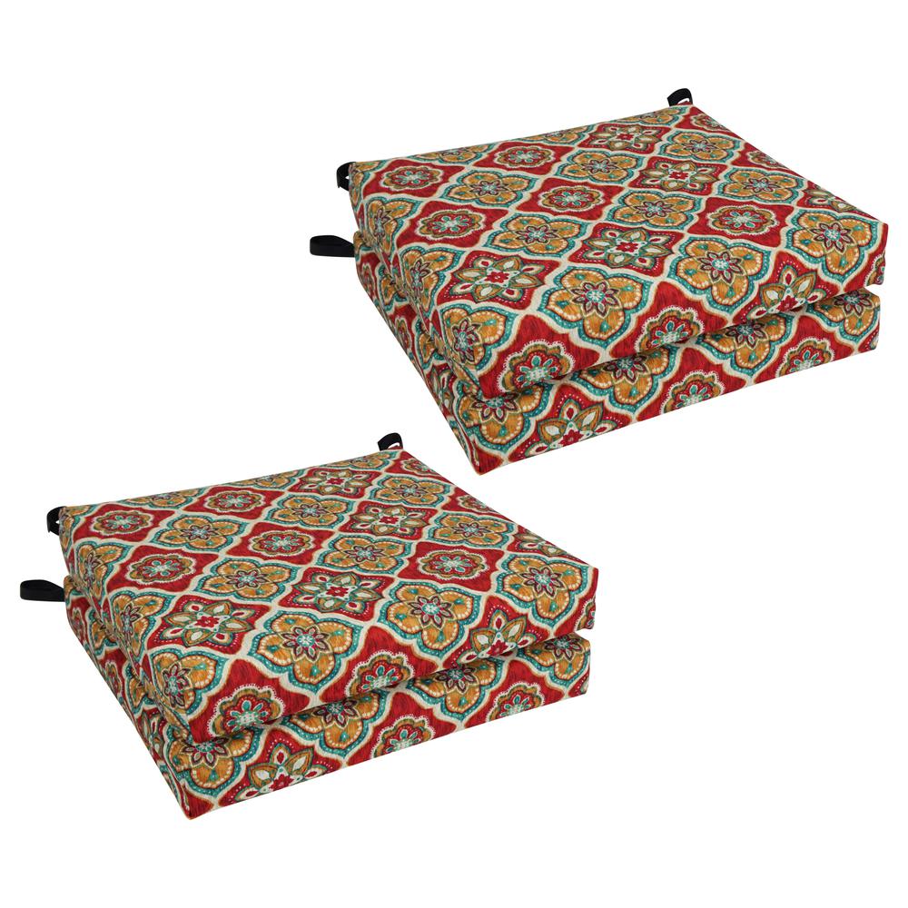 20-inch by 19-inch Patterned Outdoor Spun Polyester Chair Cushions (Set of 4)  93454-4CH-REO-63. Picture 1