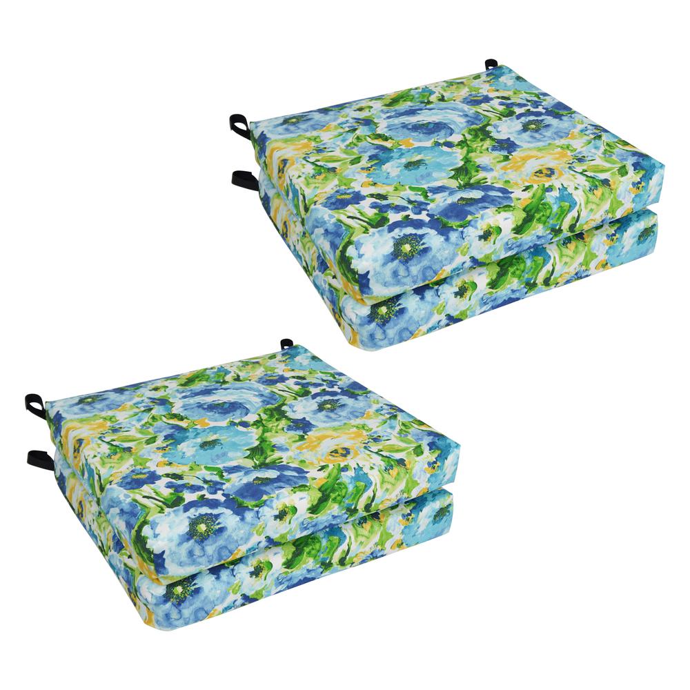 20-inch by 19-inch Patterned Outdoor Spun Polyester Chair Cushions (Set of 4)  93454-4CH-REO-65. Picture 1