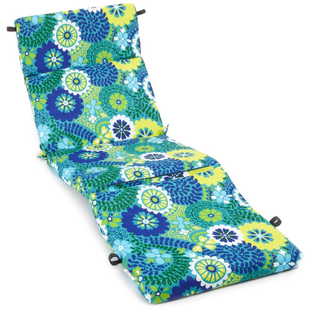 72-inch by 24-inch Patterned Polyester Outdoor Chaise Lounge Cushion 93475-REO-34. Picture 1