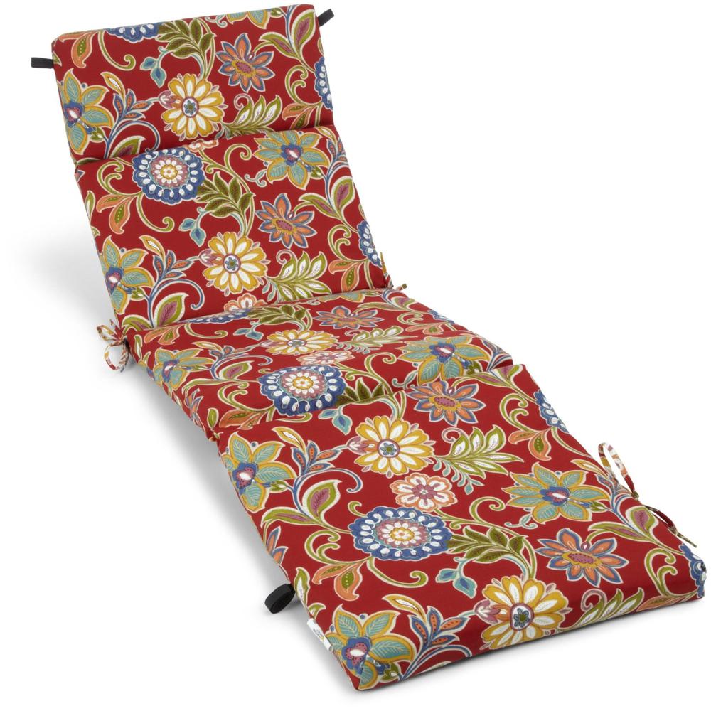 72-inch by 24-inch Patterned Polyester Outdoor Chaise Lounge Cushion 93475-REO-40. Picture 1