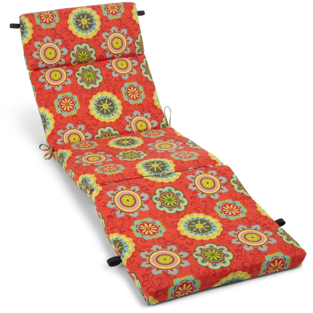 72-inch by 24-inch Patterned Polyester Outdoor Chaise Lounge Cushion 93475-REO-41. Picture 1