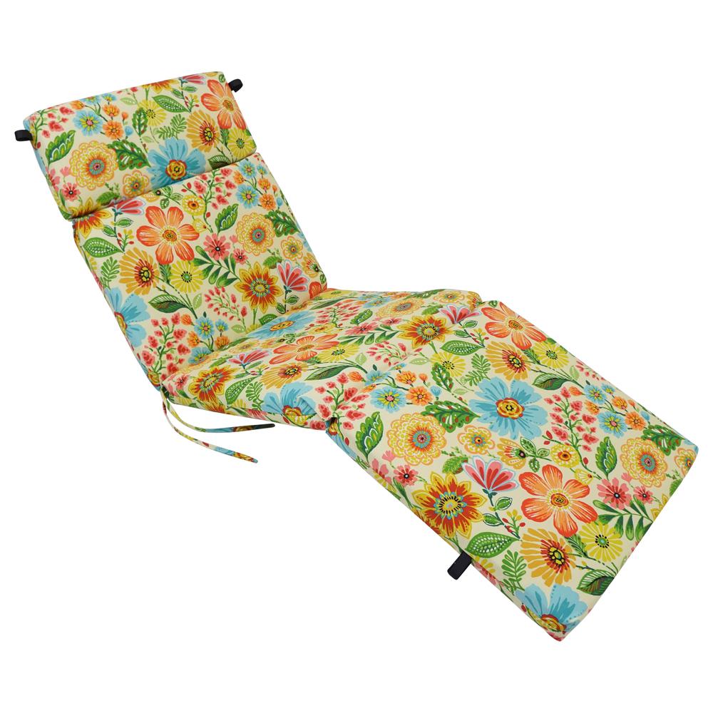 72-inch by 24-inch Patterned Polyester Outdoor Chaise Lounge Cushion 93475-REO-60. Picture 1